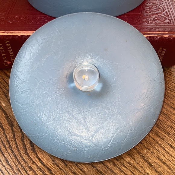 Vintage ice bucket blue faux leather /bring this as a hostess gift with a bottle - Picture 5 of 6